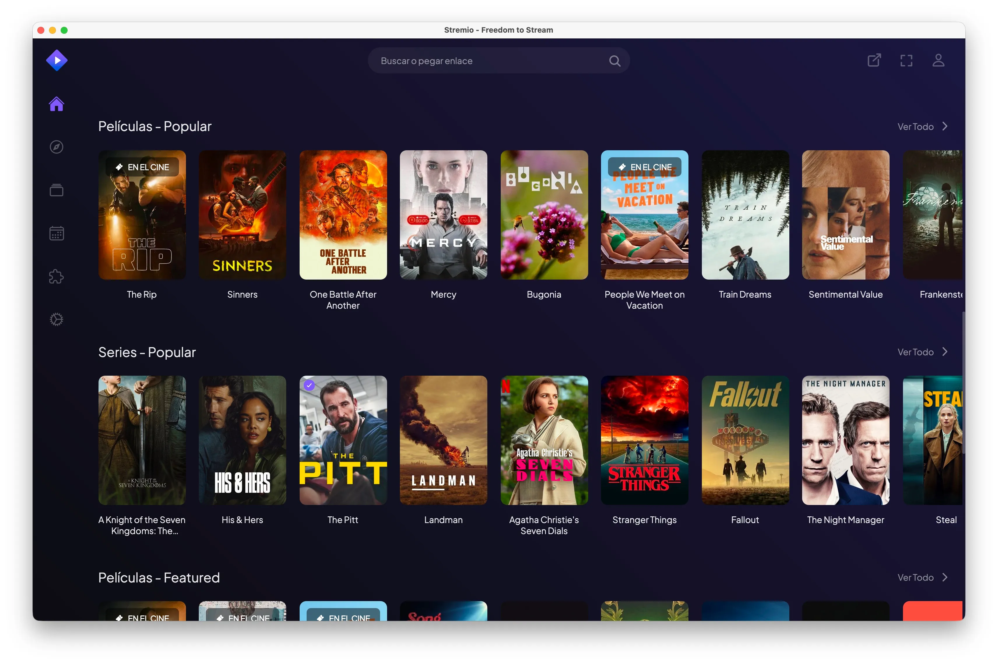 Captura de pantalla de Stremio