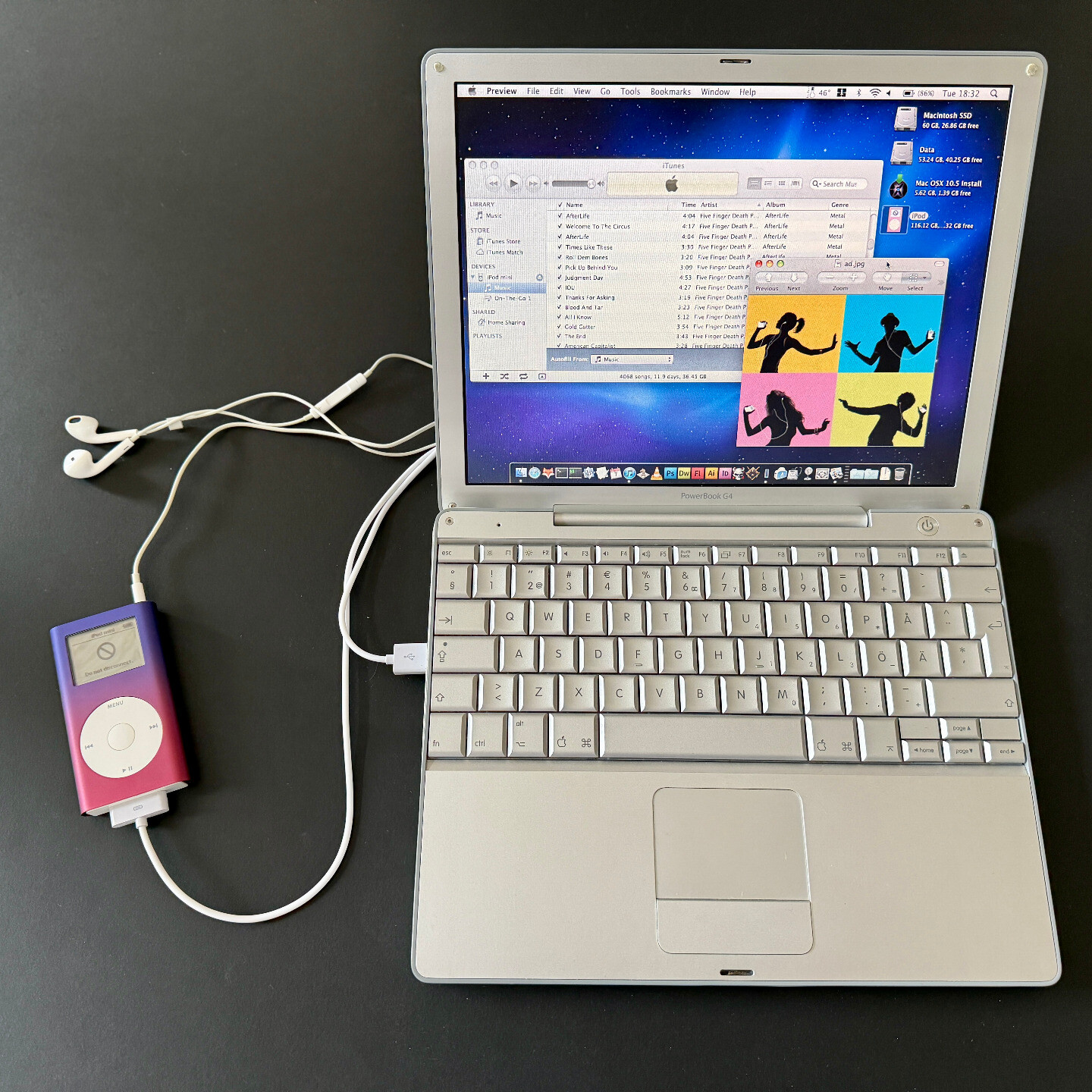 Apples support for iPods is incredible. This #iPod mini (128GB upgraded) released in early 2005. It's support ranges from #OSX 10.2 Jaguar up until today with MacOS.And it syncs and plays modern format like Apple Lossless (ALAC) and AAC 320kbit on it's original firmware. Though the Apple Music app on modern #MacOS seems to lack the feature to remove songs so I used the #Powerbook for music management via #iTunes instead.#ipodmini #Apple #PowerPC #retrocomputing #PPC #VintageMac